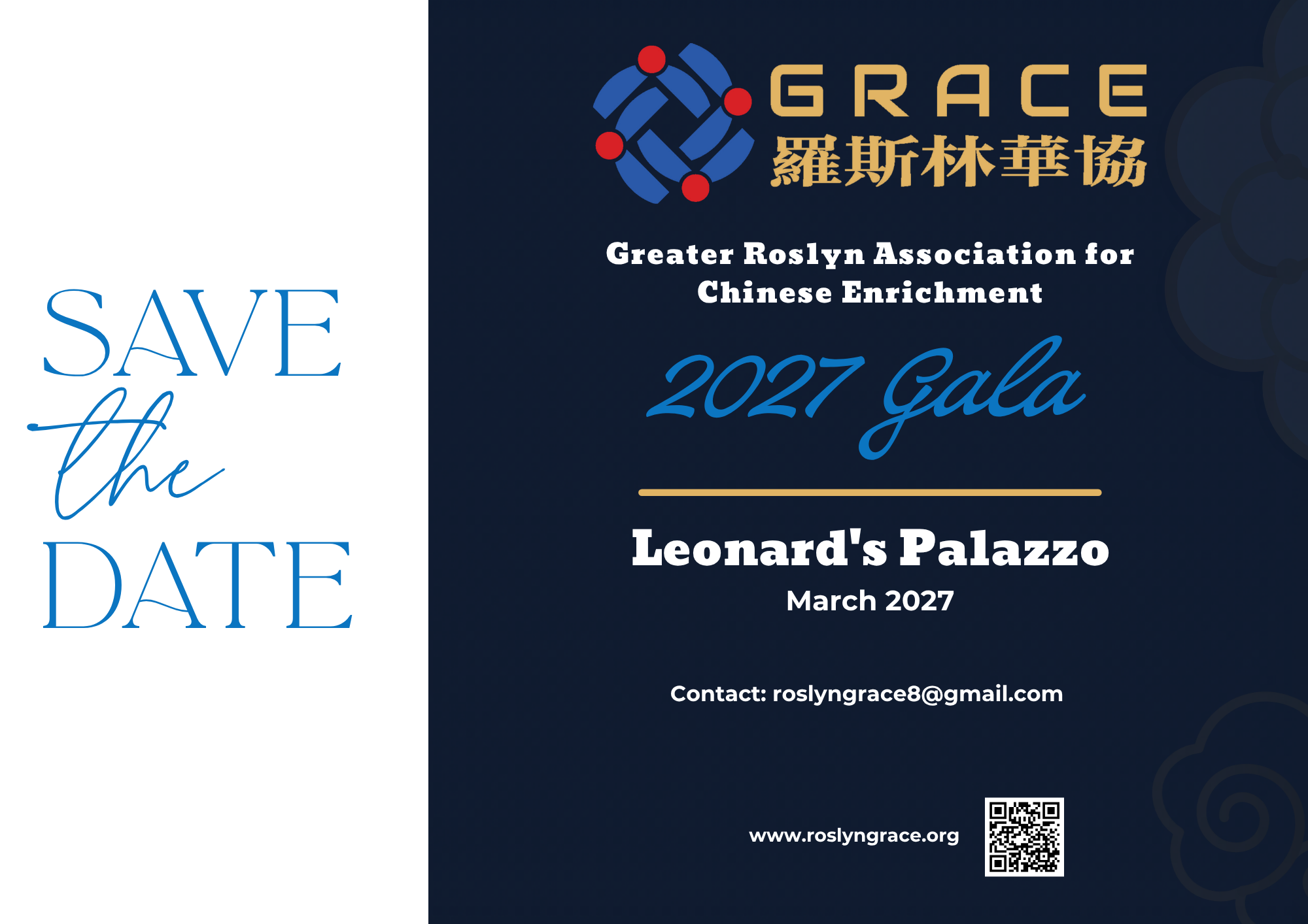 Save the Date: GRACE 2027 Annual Gala, Leonard's Palazzo, March 2027